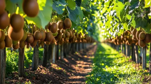 Kiwifruit growing on the vine